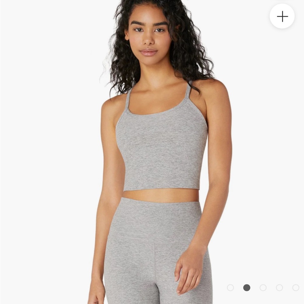 Beyond Yoga Spacedye Slim Racerback Cropped Tank. Silver Mist
